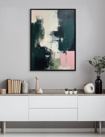 Sylvie Emerald Blush Framed Canvas by Amy Lighthall