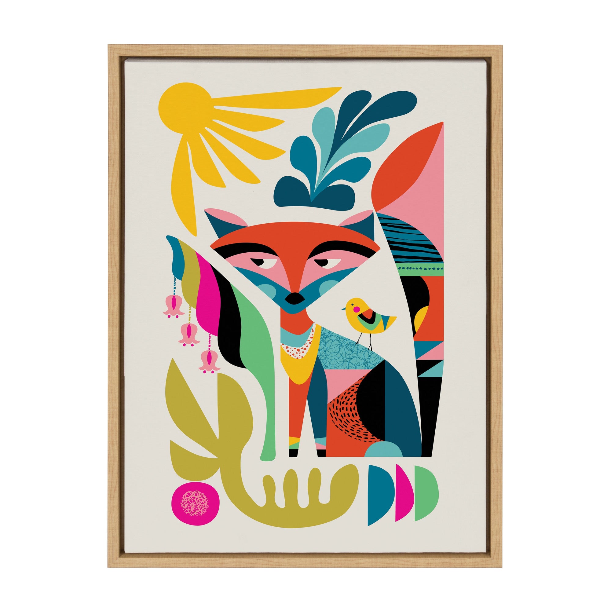 Sylvie Mid Century Modern Fox Framed Canvas by kateandlaurel - product image 9 for Resin Society