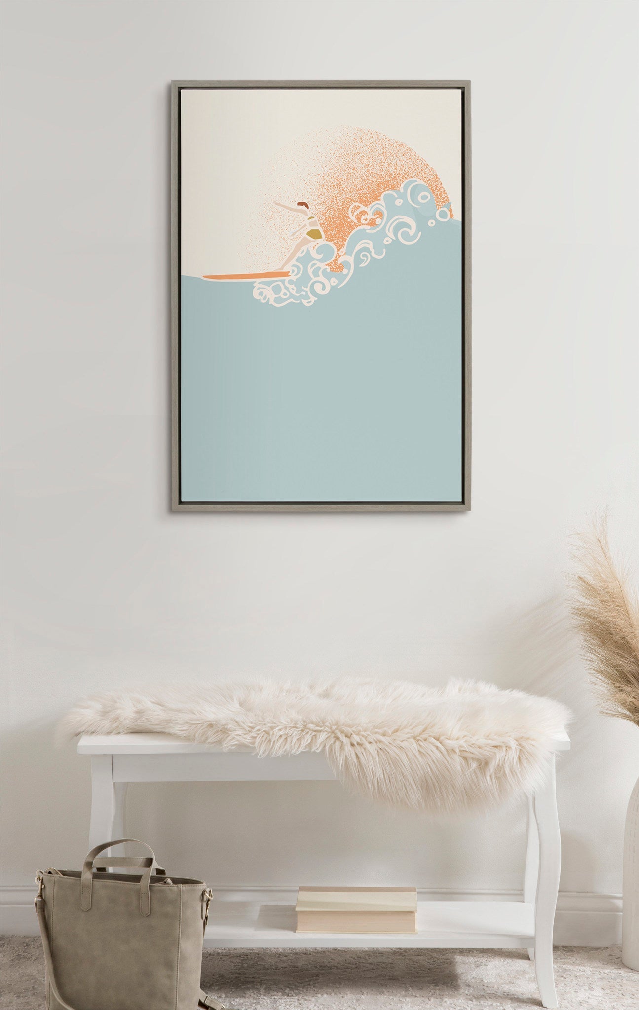 Sylvie Sea Breeze Surfer Girl Framed Canvas by Hannah Beisang by kateandlaurel - product image 7 for Resin Society