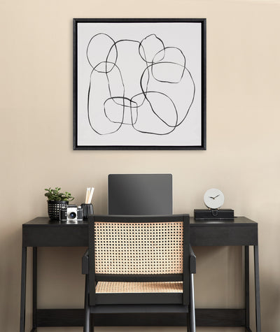 Sylvie Dancing Circles Black and Soft White Framed Canvas by kateandlaurel - product image 4 for Resin Society