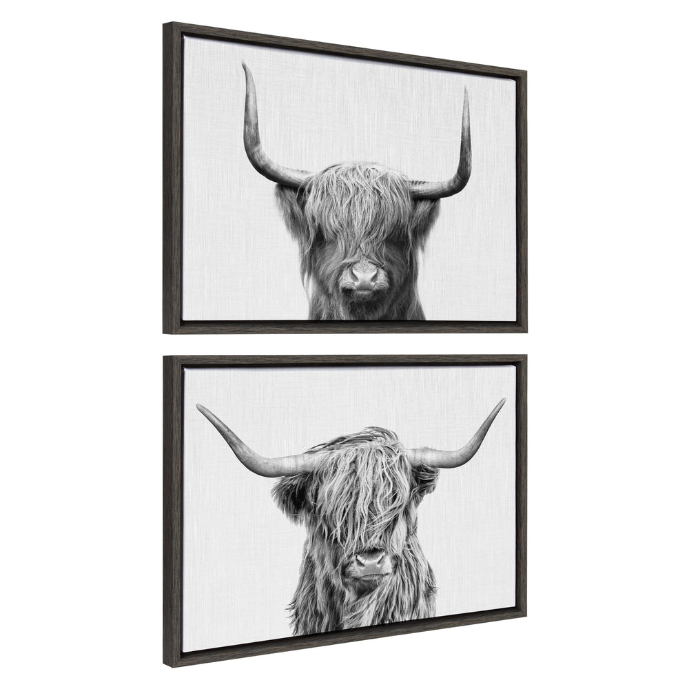 Sylvie Highland and Highland Cow 2 Framed Canvas by kateandlaurel - main product image for Resin Society