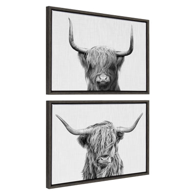 Sylvie Highland and Highland Cow 2 Framed Canvas by kateandlaurel - main product image for Resin Society