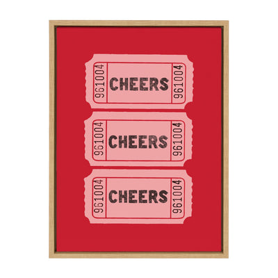 Sylvie Cheers Pink Red Ticket Framed Canvas by Alli Standefer
