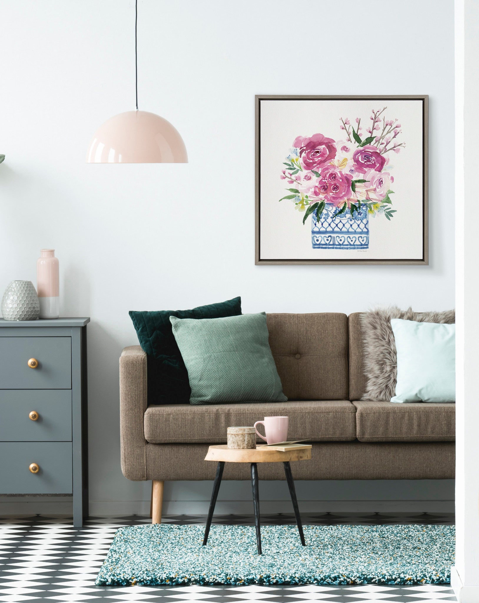 Sylvie Pink Blooms in Chinoiserie Framed Canvas by kateandlaurel - product image 7 for Resin Society