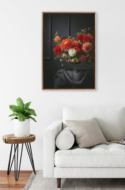 Sylvie Beaded Floral Study Black Offset Framed Canvas by Emiko and Mark Franzen of F2Images
