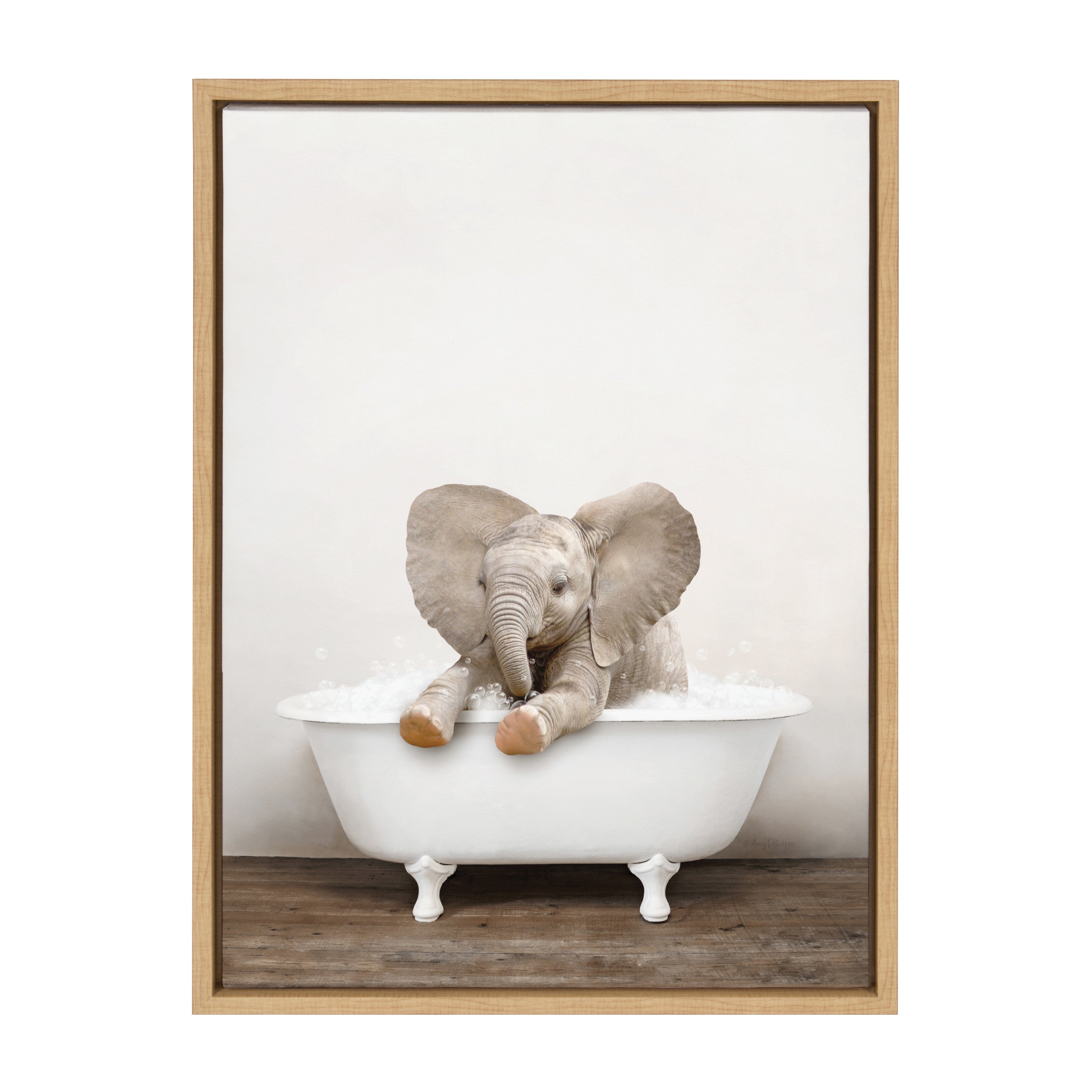 Sylvie Baby Elephant No 6 in Rustic Bath Framed Canvas by kateandlaurel - product image 20 for Resin Society