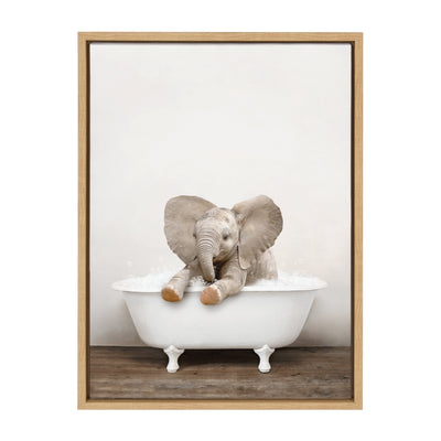 Sylvie Baby Elephant No 6 in Rustic Bath Framed Canvas by kateandlaurel - product image 20 for Resin Society