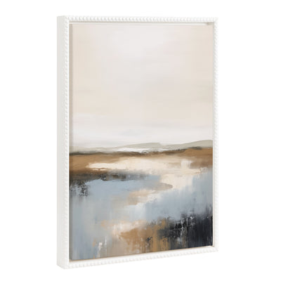 Sylvie Beaded Idyllic Retreat framed canvas wall art showing an abstract watercolor landscape with vintage beaded frame