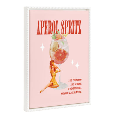 Sylvie Beaded Aperol Spritz Pinup Framed Canvas by Alli Standefer