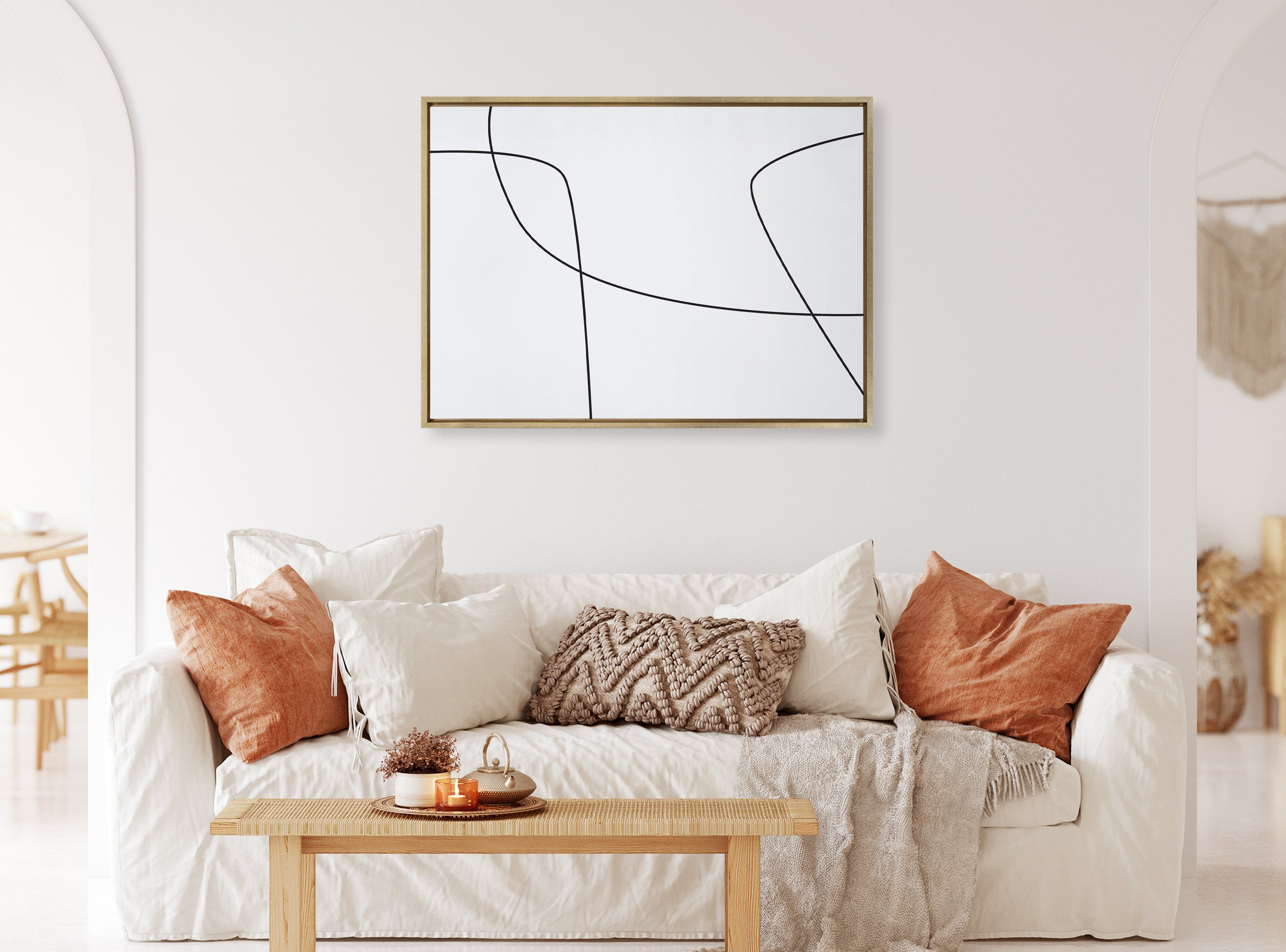 Sylvie Modern Line Abstract 3 BW Framed Canvas by kateandlaurel - product image 5 for Resin Society