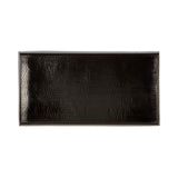 Rectangular side table top with a textured black surface and a slim, slightly raised edge in a matching dark tone, shown from above.