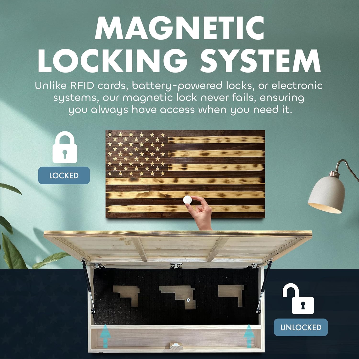 Large American Flag Gun Safe by Bellewood Designs - product image 4 for Resin Society