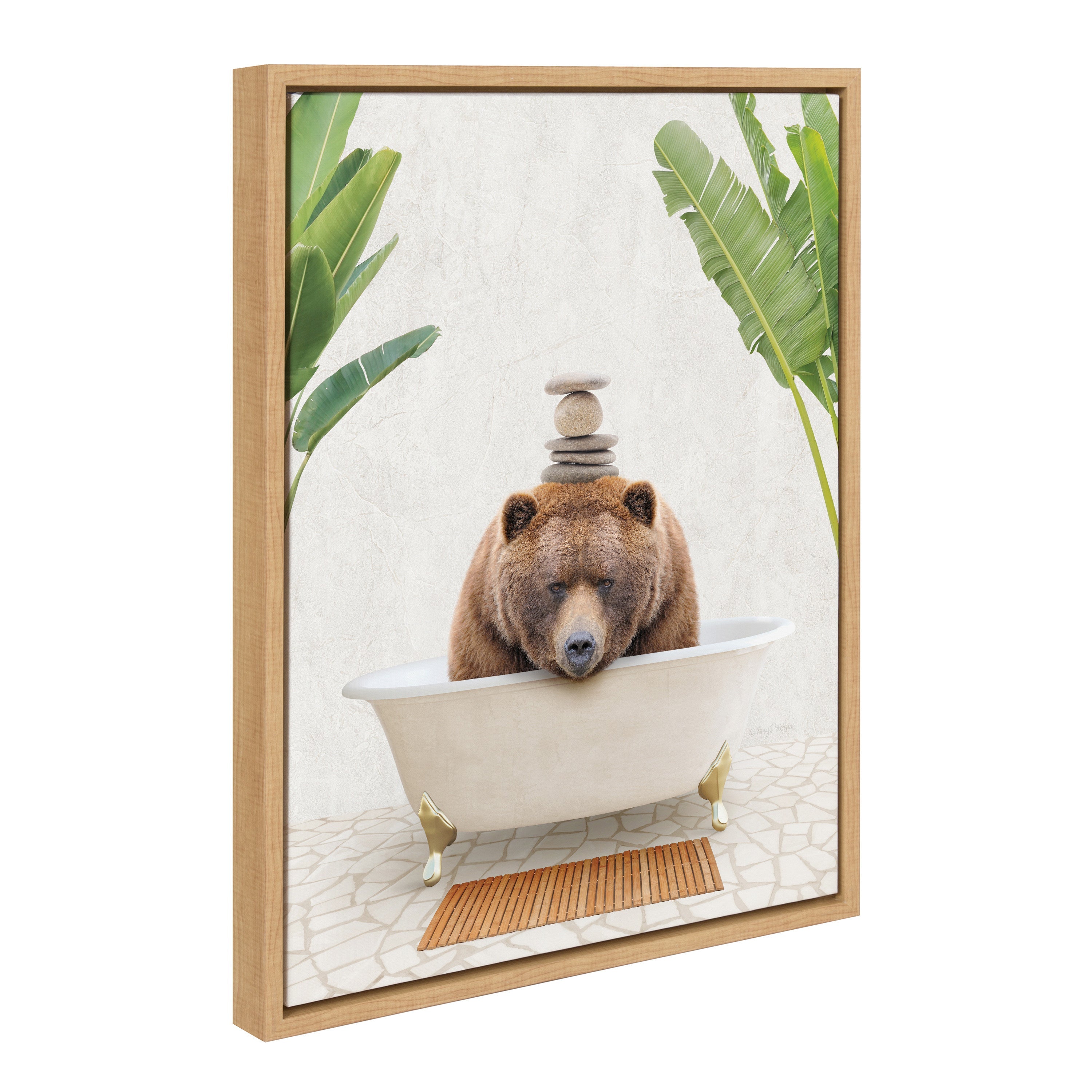 Sylvie Big Bear Bali Bath Framed Canvas by kateandlaurel - product image 7 for Resin Society