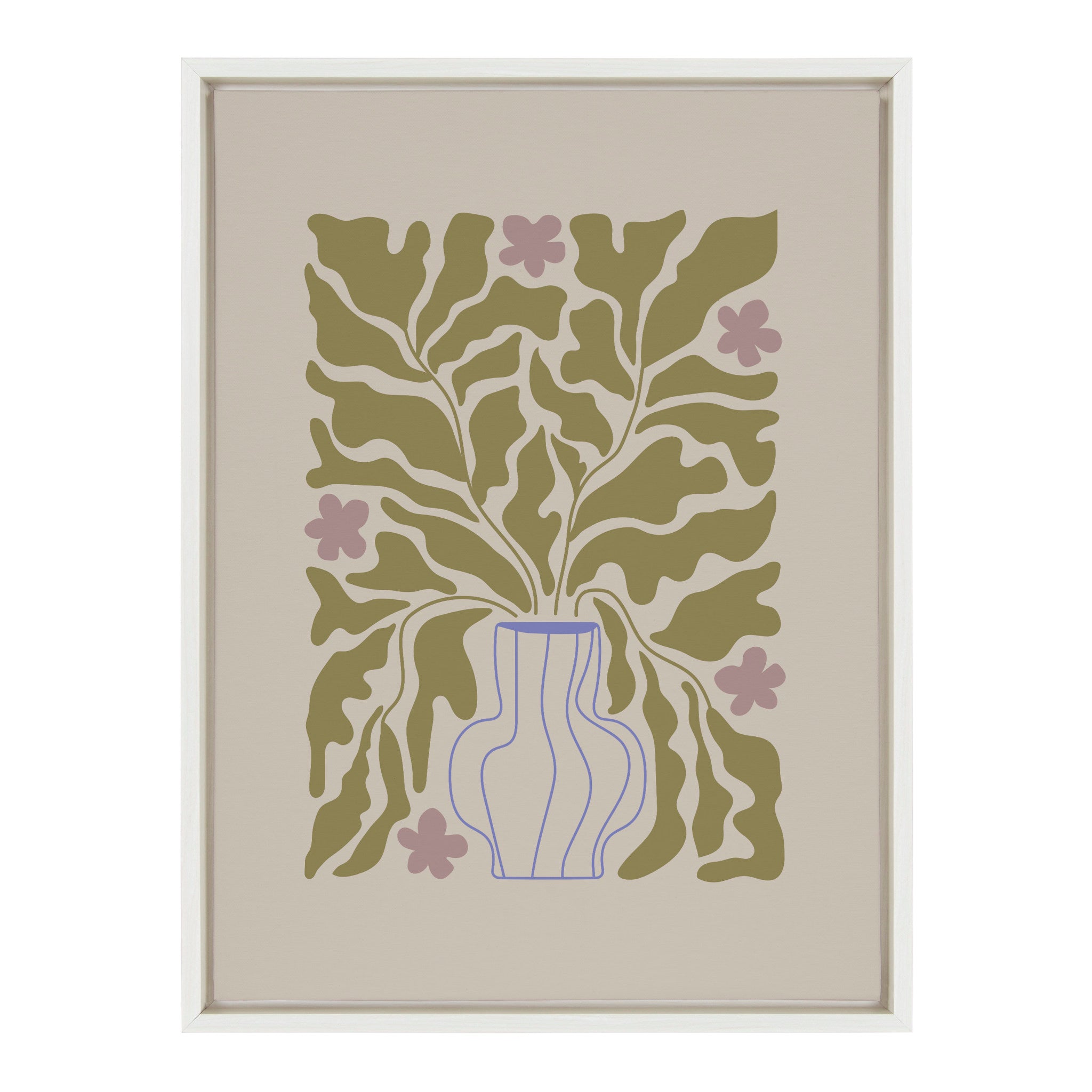 Sylvie Colorful Abstract Retro Floral Blue Vase Framed Canvas by kateandlaurel - product image 2 for Resin Society