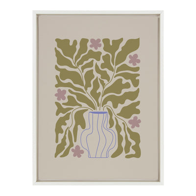 Sylvie Colorful Abstract Retro Floral Blue Vase Framed Canvas by kateandlaurel - product image 2 for Resin Society
