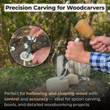 Long Bent Curved Gouge woodworking tool with ash wood handle and carbon steel blade