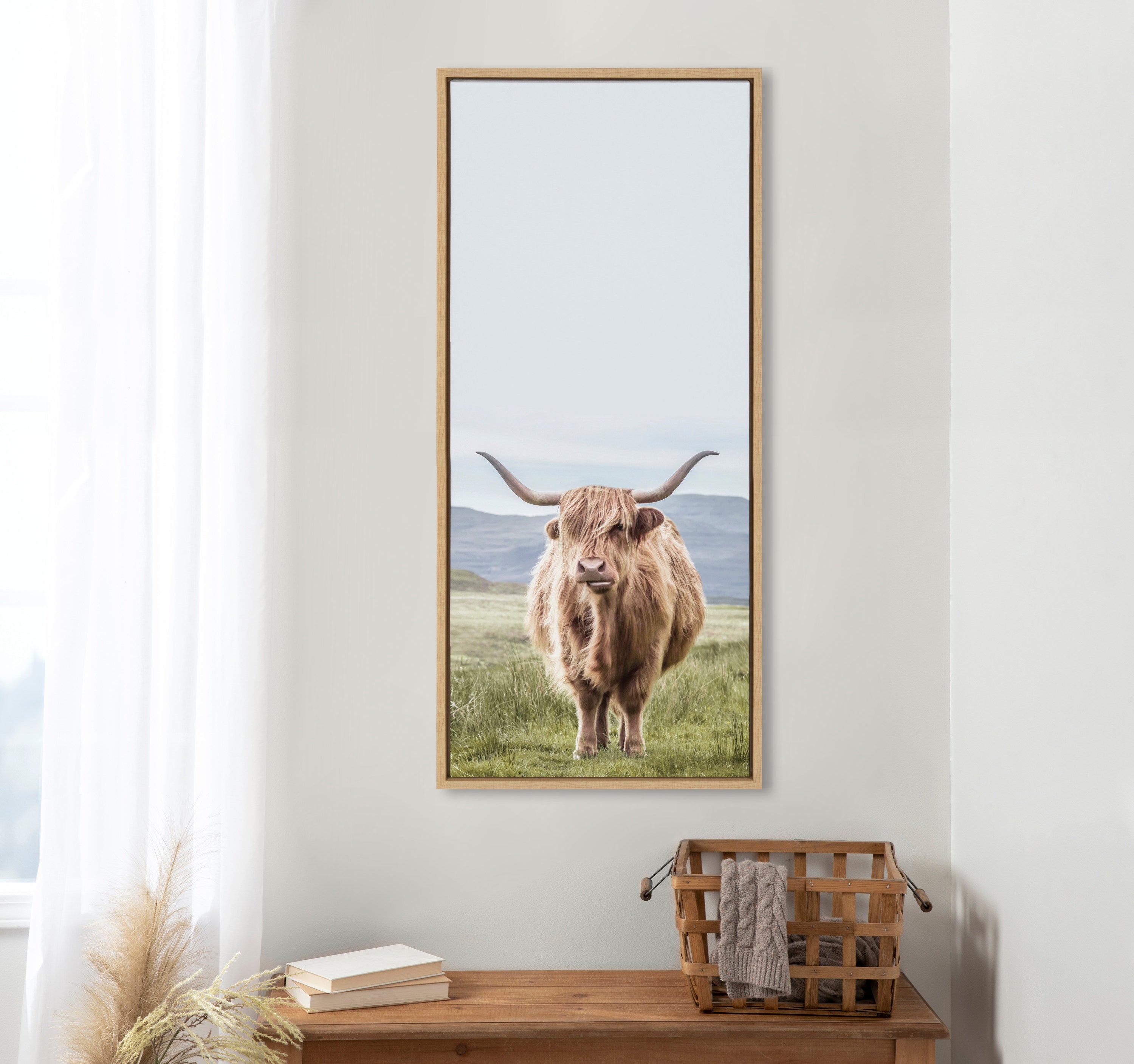 Sylvie Highland Cow Mountain Landscape Framed Canvas by The Creative by kateandlaurel - product image 5 for Resin Society