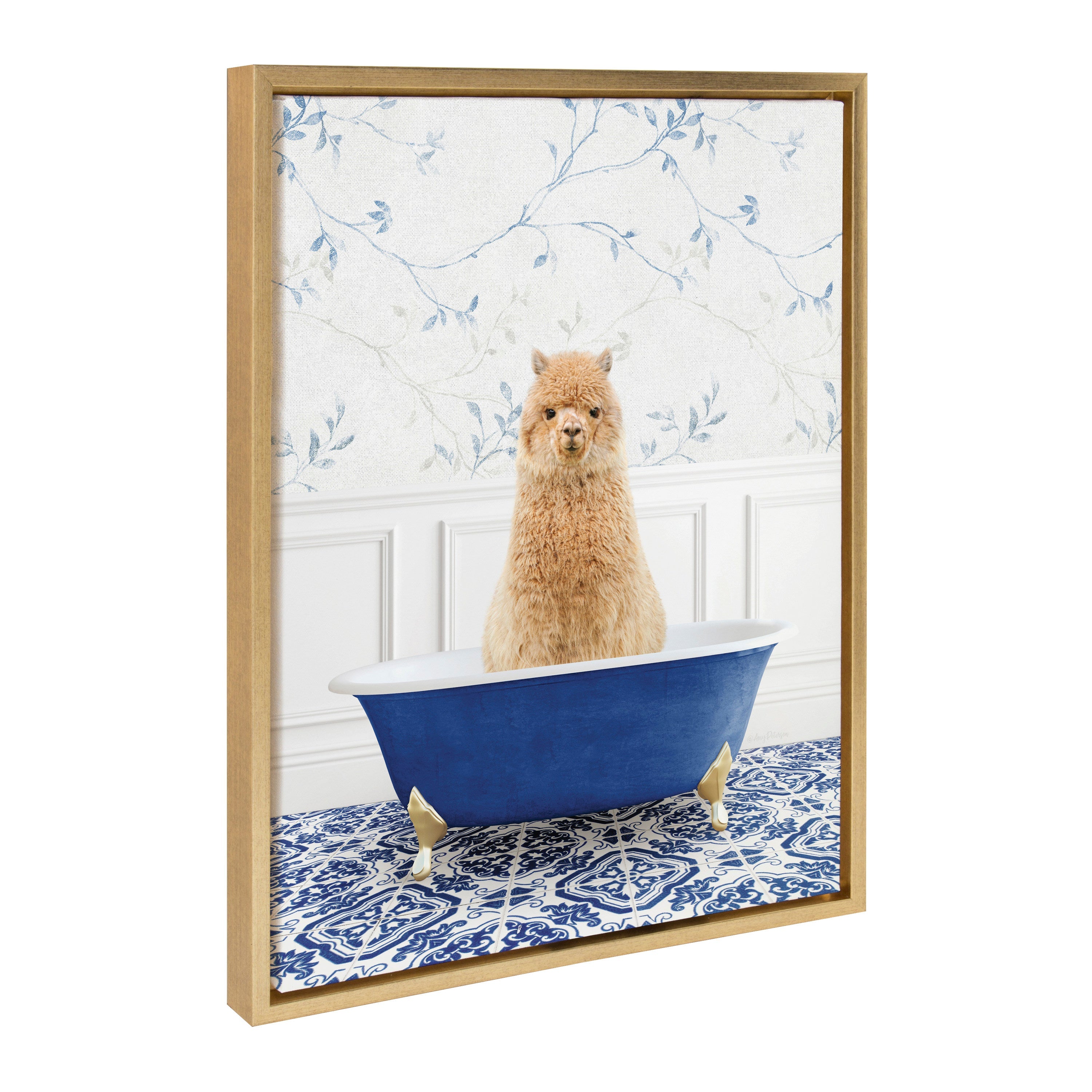 Sylvie Alpaca In Eclectic Blue Bath Framed Canvas by kateandlaurel - product image 7 for Resin Society