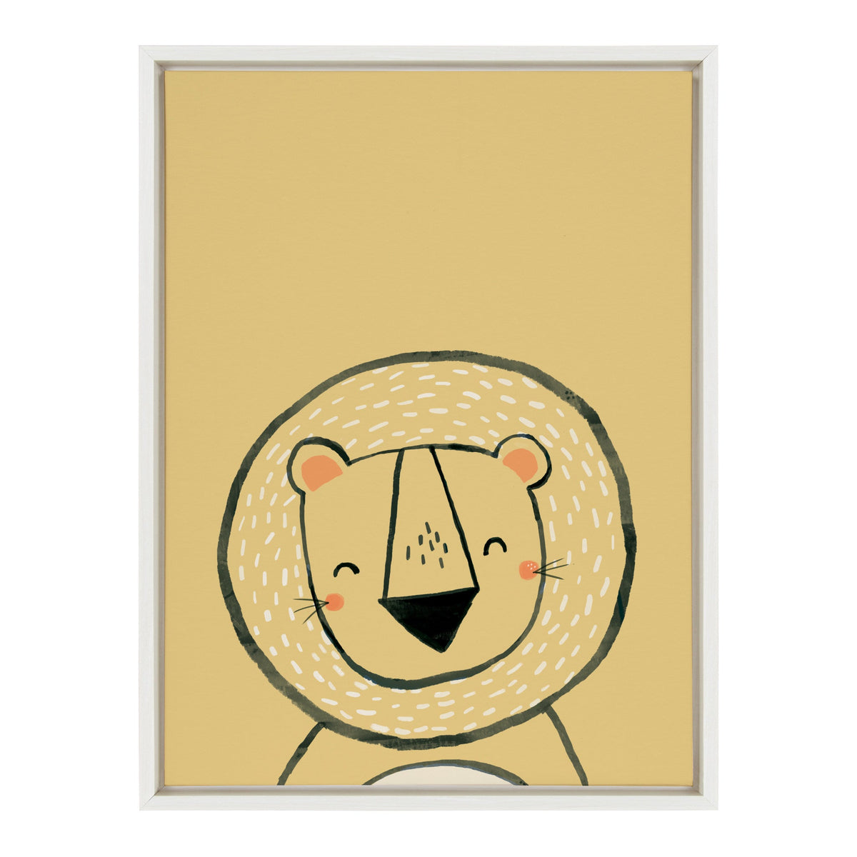 Sylvie Inky Lion Framed Canvas by kateandlaurel - main product image for Resin Society