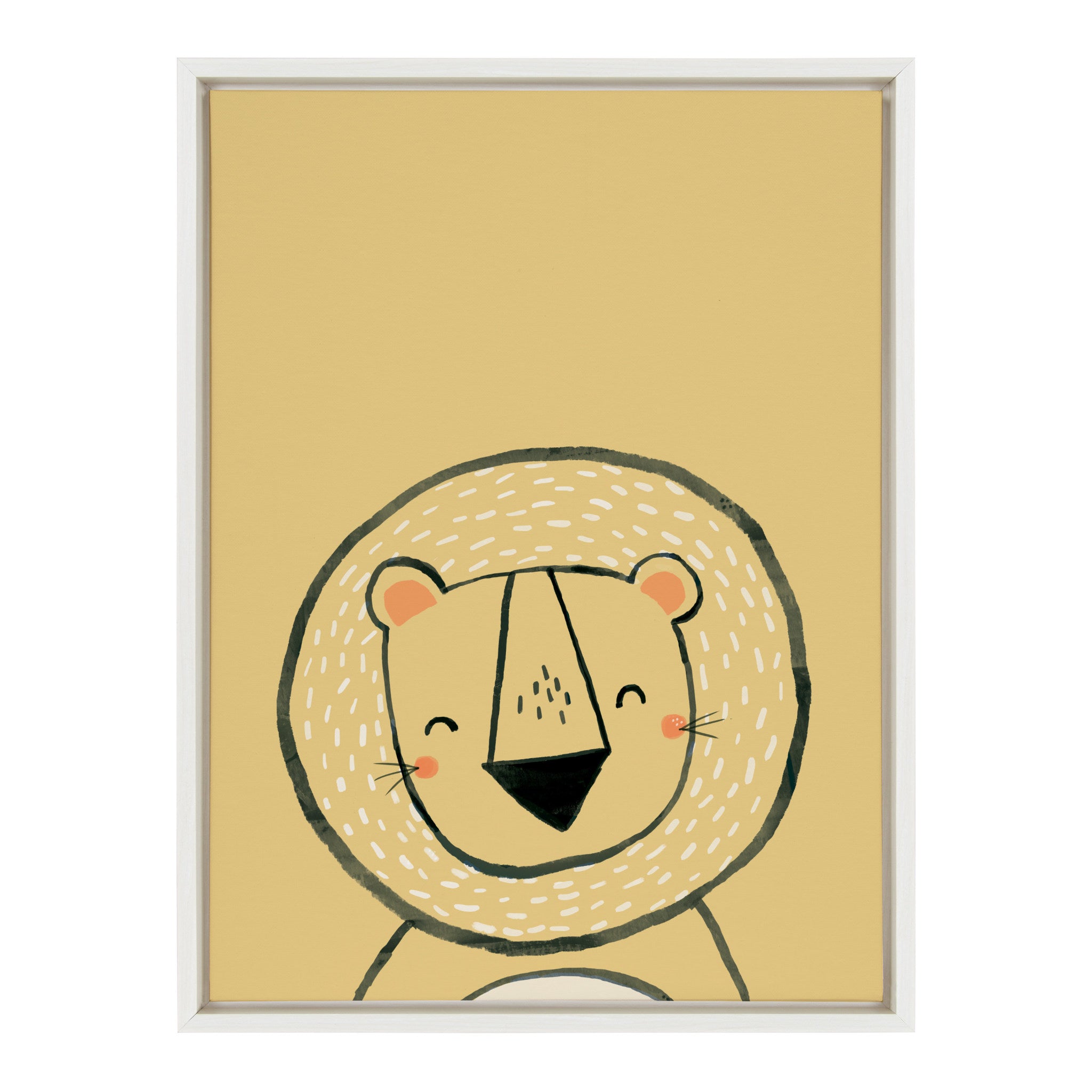Sylvie Inky Lion Framed Canvas by kateandlaurel - main product image for Resin Society