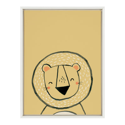 Sylvie Inky Lion Framed Canvas by kateandlaurel - main product image for Resin Society