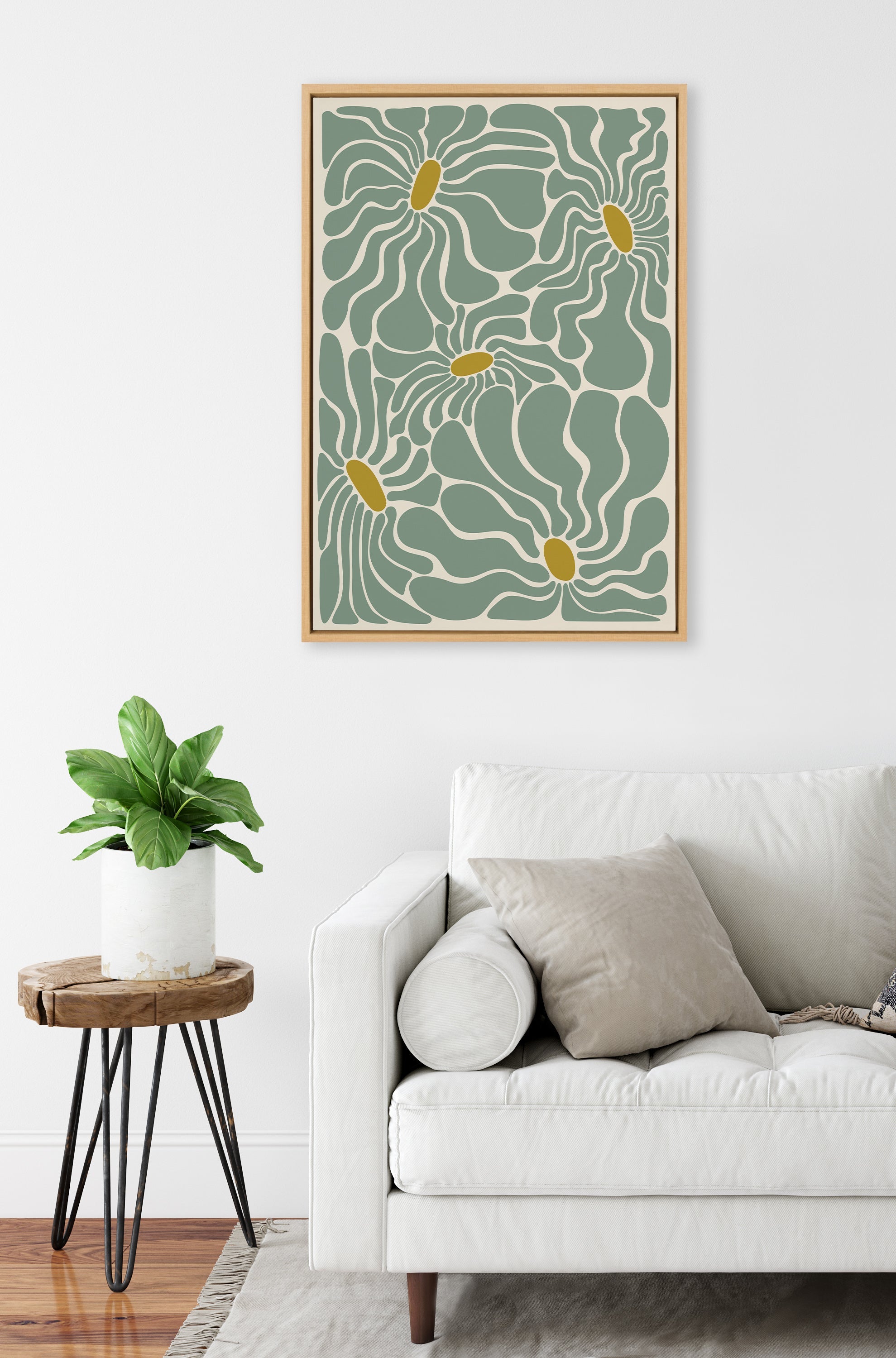 Sylvie Fluid Flowers 1 Framed Canvas by Carrie Cantwell