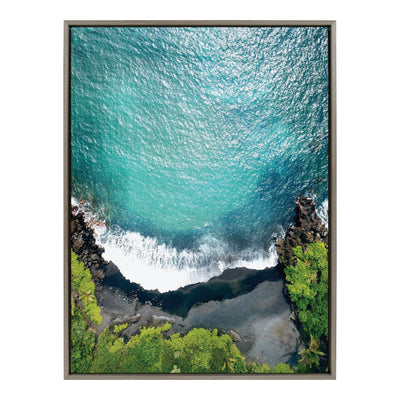 Sylvie Maui Black Sand Beach 1 Framed Canvas by Rachel Bolgov by kateandlaurel - product image 13 for Resin Society