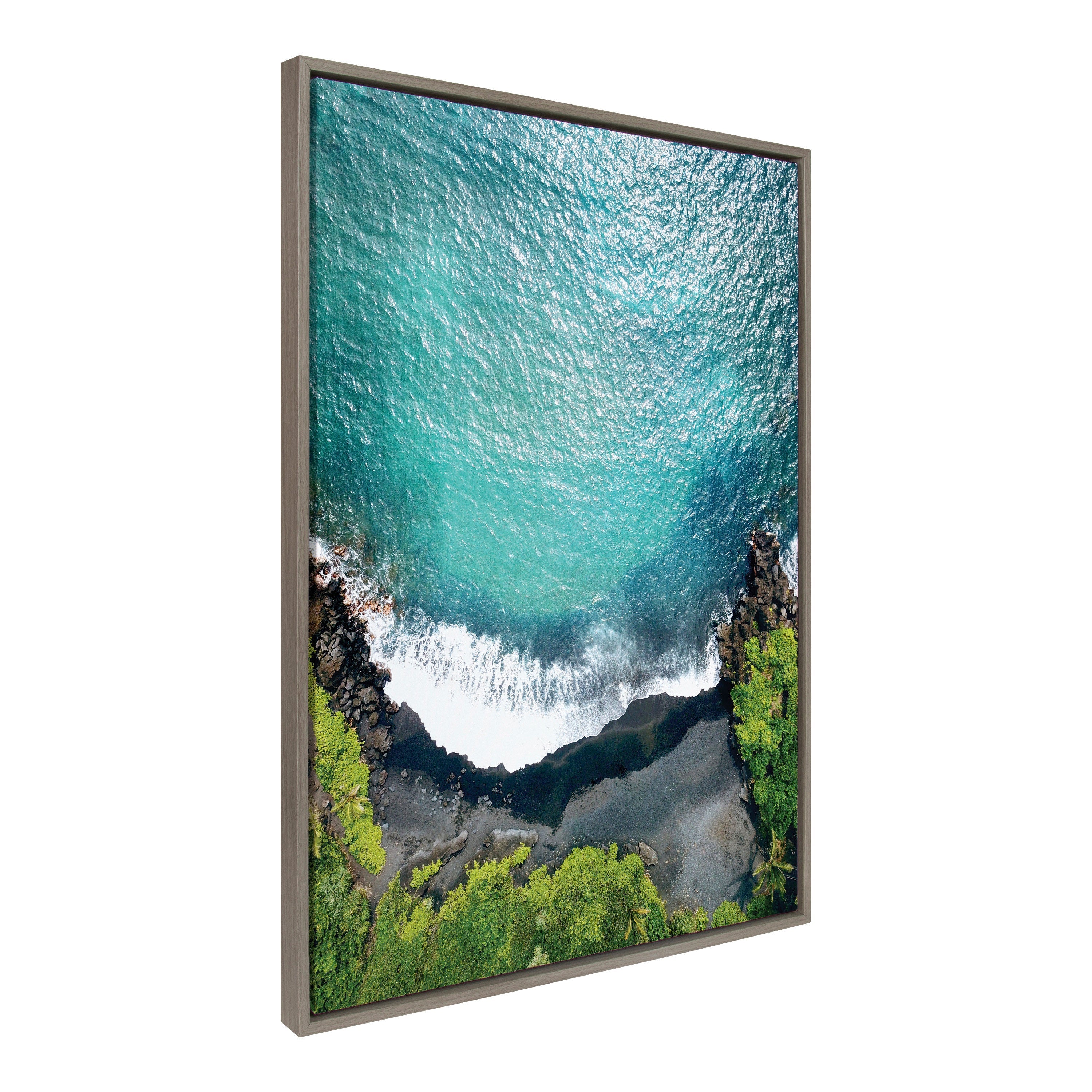 Sylvie Maui Black Sand Beach 1 Framed Canvas by Rachel Bolgov by kateandlaurel - product image 14 for Resin Society