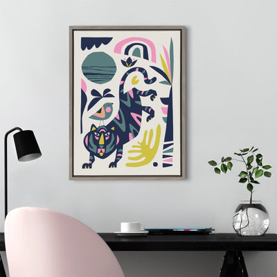 Sylvie Mid Century Modern Tiger and Bird Framed Canvas by kateandlaurel - product image 8 for Resin Society