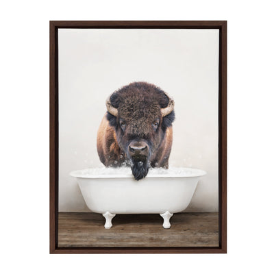 Sylvie Bison Rustic Bubble Bath Framed Canvas by kateandlaurel - product image 8 for Resin Society