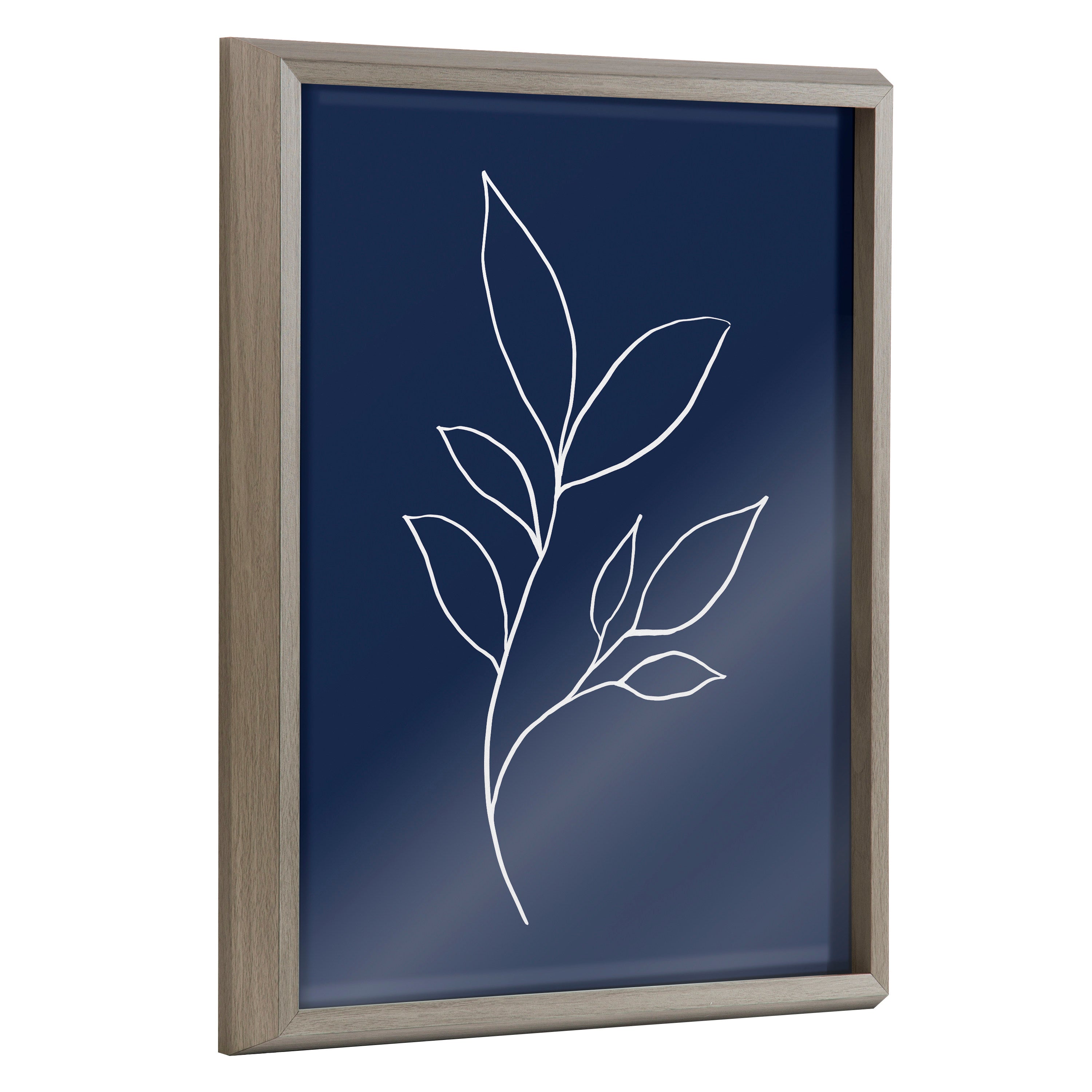 Blake Modern Blue Botanical Line Sketch Print 3 Framed Printed Glass