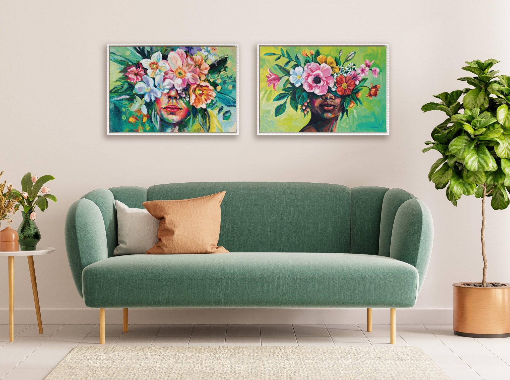 Sylvie Beaded She Thrived in the Overgrowth Framed Canvas by Rachel Christopoulos