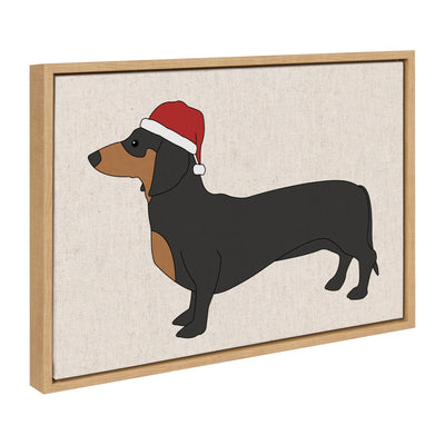 Sylvie Dachshund Through The Snow framed canvas art showing a dachshund running through a snowy scene