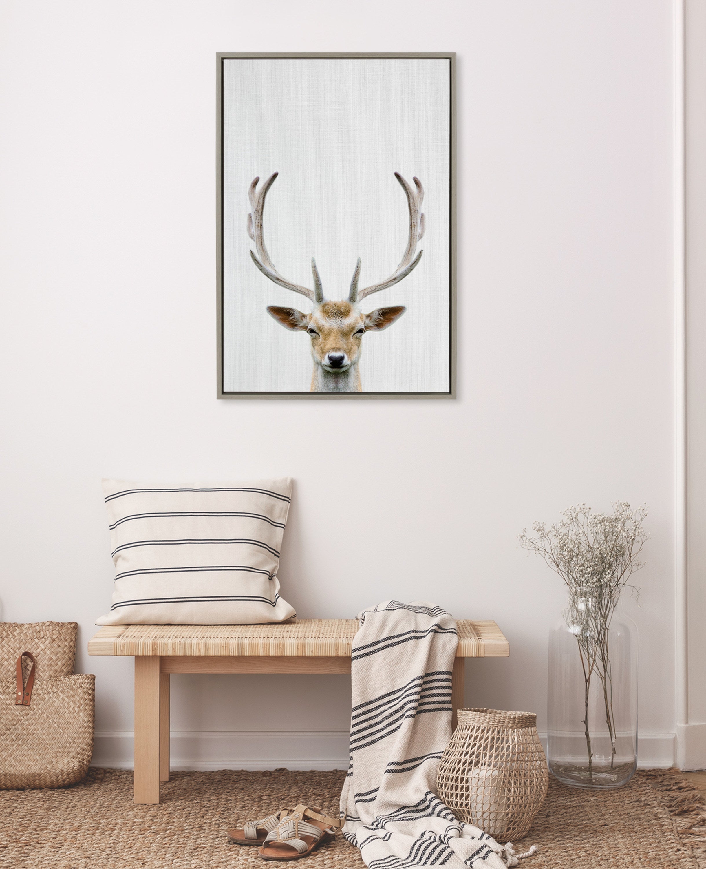 Sylvie Deer Color Framed Canvas by Simon Te of Tai Prints