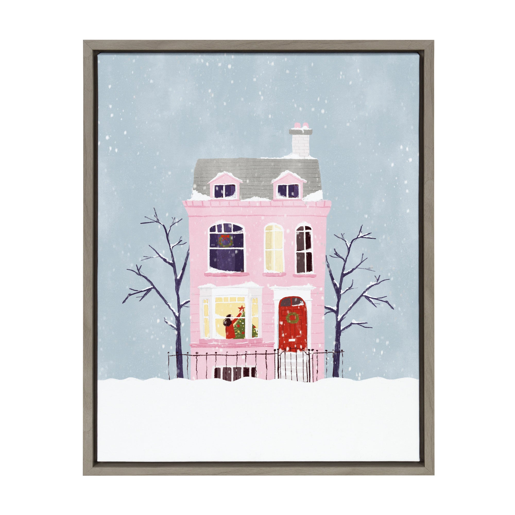 Sylvie Christmas Pink House Framed Canvas by kateandlaurel - product image 9 for Resin Society