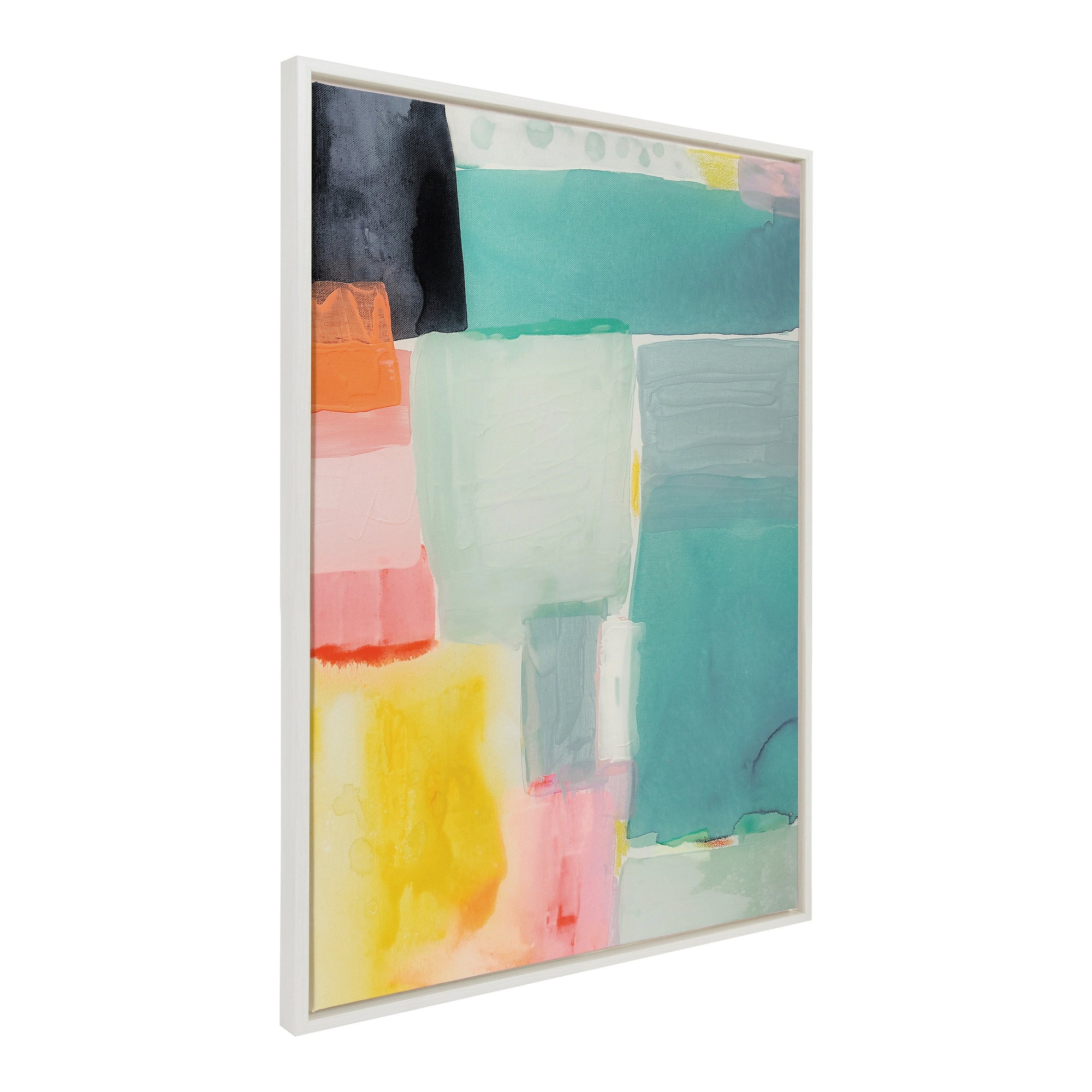 Framed canvas print of soft watercolor tones in pastel hues by Amy Lighthall titled Sylvie United Colors I