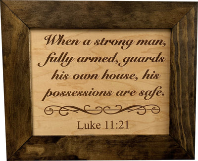 Hidden Gun Safe Recessed In Wall With Luke 11:21 Bible Verse Decoration by Bellewood Designs - product image 2 for Resin Society