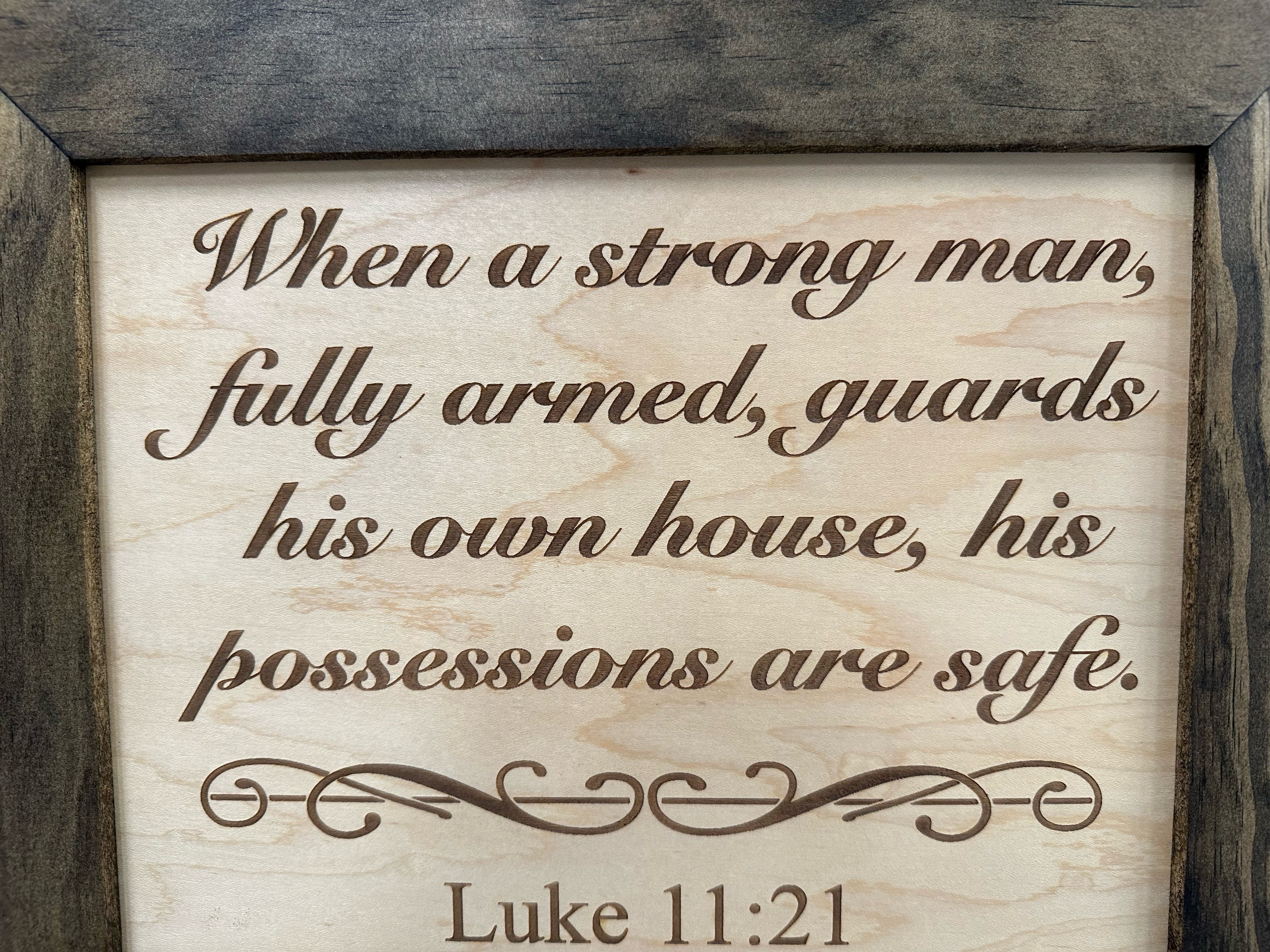 Hidden Gun Safe Recessed In Wall With Luke 11:21 Bible Verse Decoration by Bellewood Designs - product image 9 for Resin Society