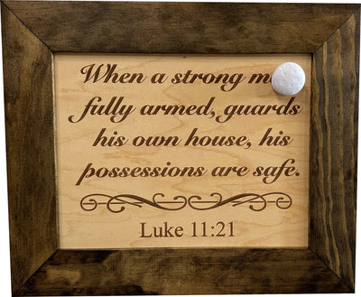 Hidden Gun Safe Recessed In Wall With Luke 11:21 Bible Verse Decoration by Bellewood Designs - product image 3 for Resin Society