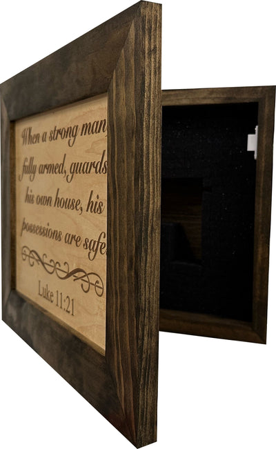 Hidden Gun Safe Recessed In Wall With Luke 11:21 Bible Verse Decoration by Bellewood Designs - product image 4 for Resin Society