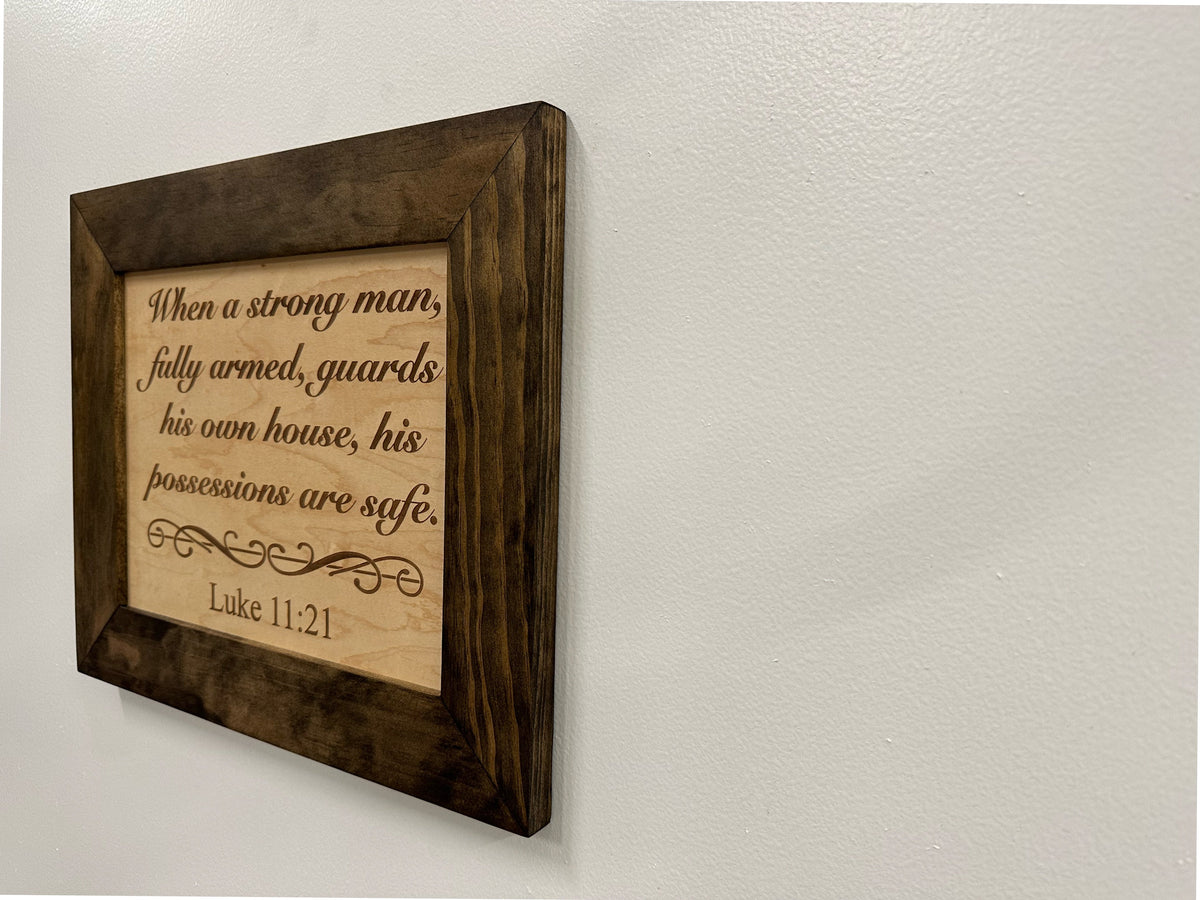 Hidden Gun Safe Recessed In Wall With Luke 11:21 Bible Verse Decoration by Bellewood Designs - product image 7 for Resin Society