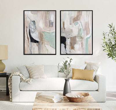 Sylvie Beaded Whispers of a Distant Land 1 and 2 Framed Canvas Art Set by Nikita Jariwala