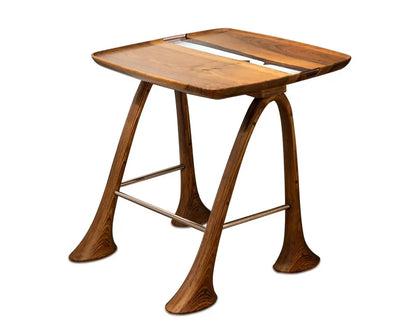 Luxury Walnut Epoxy Resin TV, Laptop and Snack Tray with small wheels and sleek legs