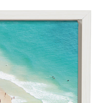 Sylvie Crowded Beach from Above Framed Canvas by Amy Peterson Art Studio