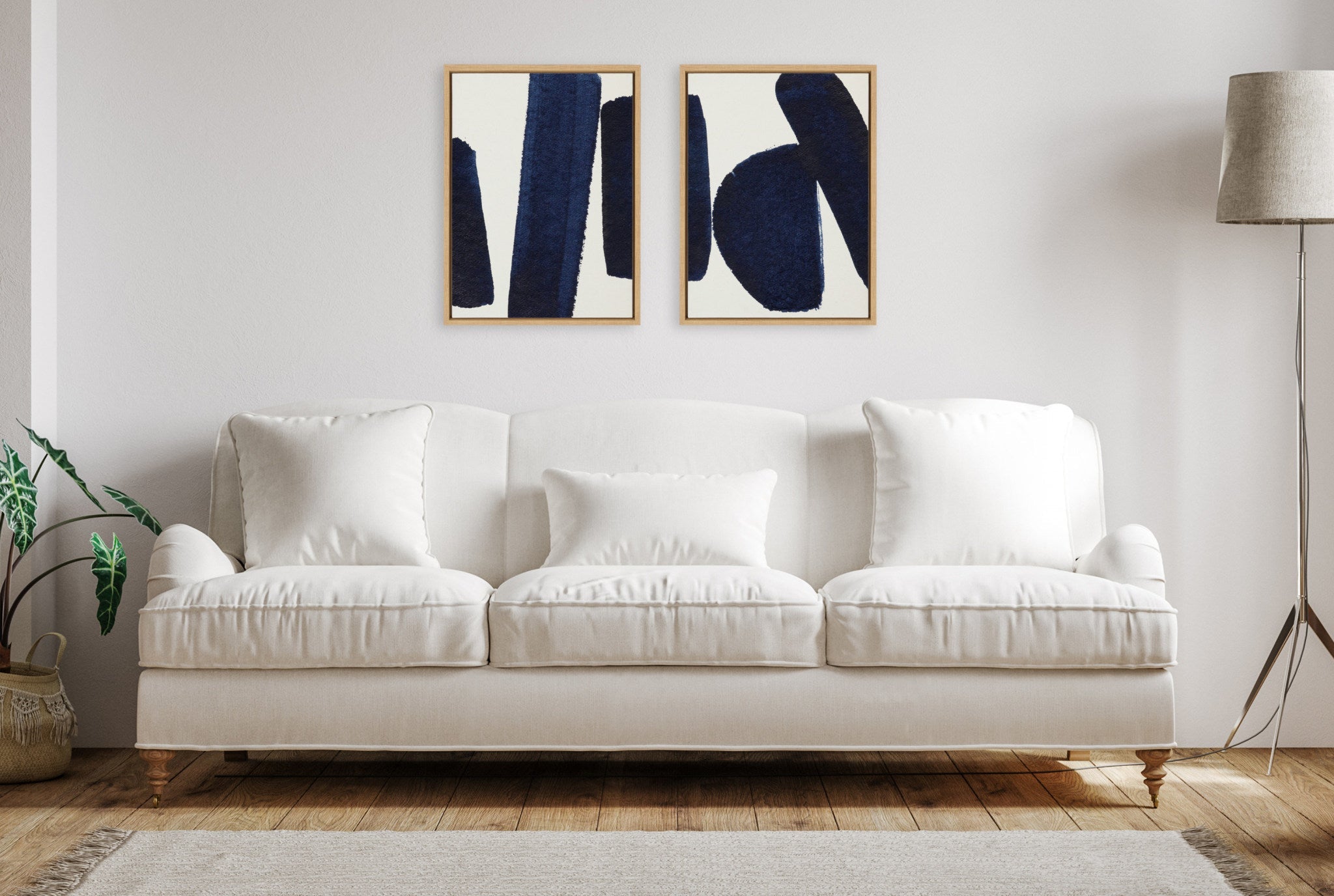 Sylvie Japandi 26 1 and 2 Framed Canvas Art Set by Rocket Jack