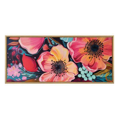 Sylvie Preppy Boho Aesthetic Colorful Floral Group Framed Canvas by The Creative Bunch Studio