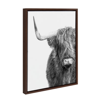 Sylvie B&W Highland Cow No. 1 Framed Canvas by Amy Peterson Art Studio