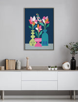 Sylvie Mid Century Modern Magnolias Framed Canvas by kateandlaurel - product image 4 for Resin Society