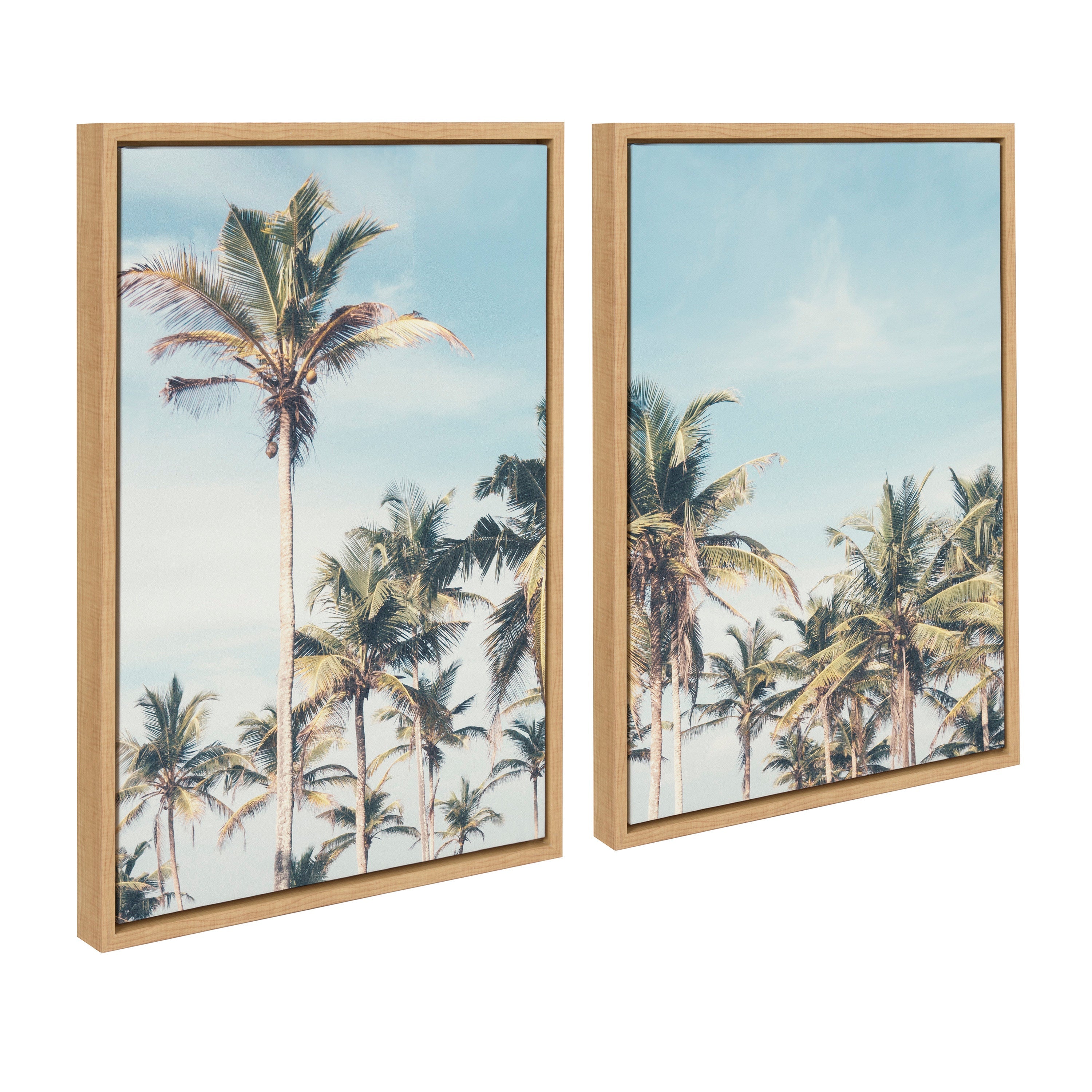 Sylvie Coastal Coconut Palm Tree Beach Framed Canvas Set by The by kateandlaurel - product image 9 for Resin Society