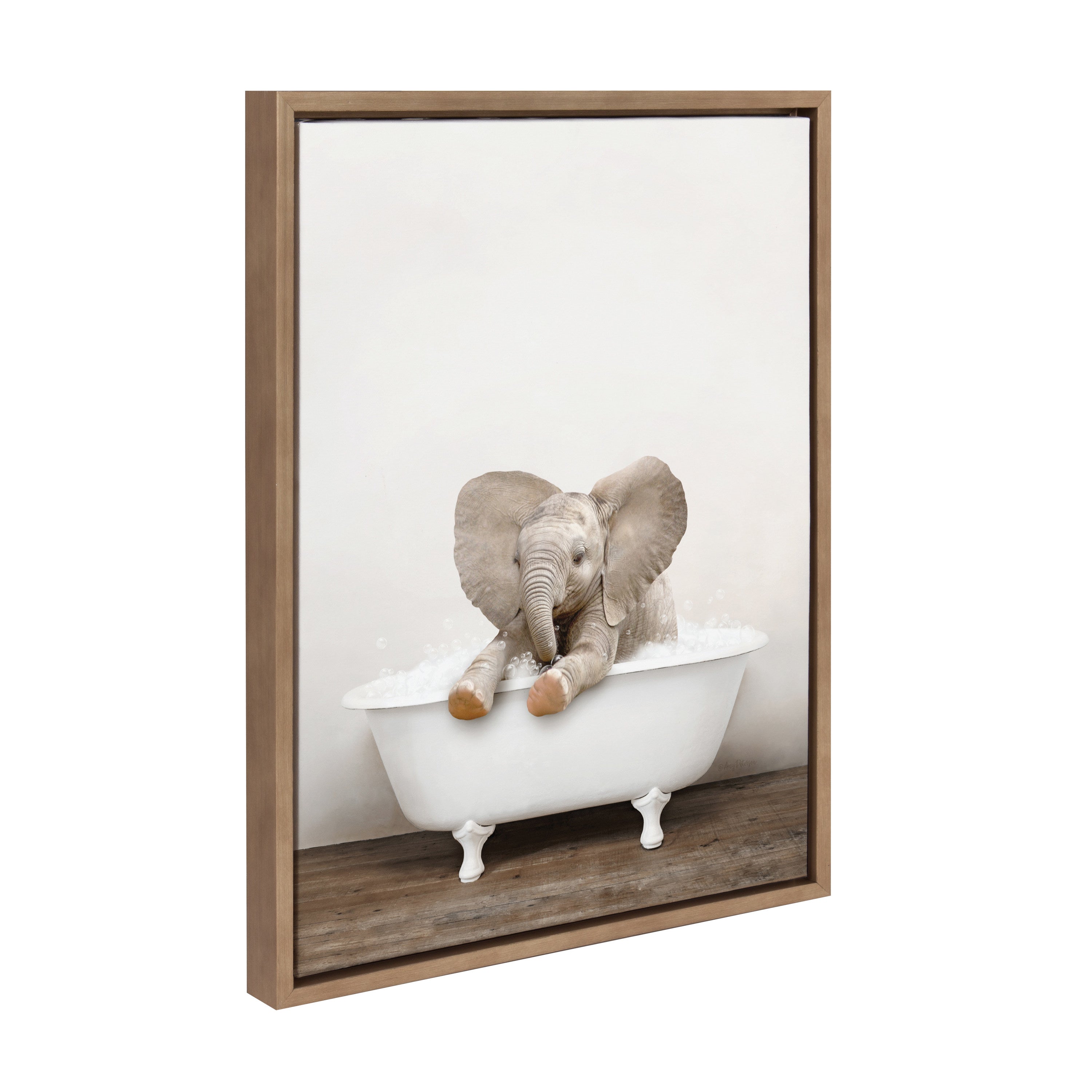 Sylvie Baby Elephant No 6 in Rustic Bath Framed Canvas by kateandlaurel - product image 7 for Resin Society